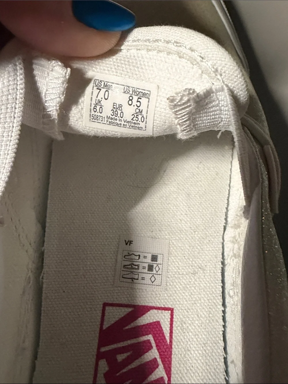 Vans Iridescent Slip-On Sneakers - Pink/White size 8.5 women - Picture 2 of 7